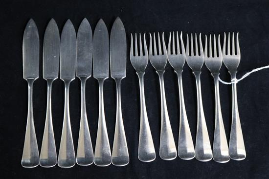 Six pairs of Dutch 833 standard silver dessert eaters, 13.5 oz.